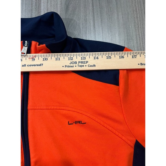 L-RL Ralph Lauren Active Women's XL Orange Navy Full Zip Stretch Athletic Jacket - Picture 10 of 13